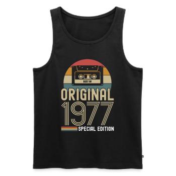 Retro Vintage 1977 Born Birthday Vintage - Men's Premium Organic Tank Top - black - Front - Michal (187cm)