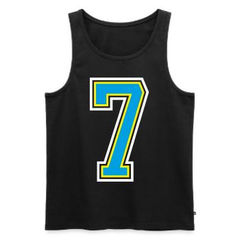 Number number 7 in blue - Men's Premium Organic Tank Top - black - Front - Michal (187cm)