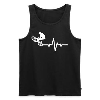 Vélo sur la ligne ECG - Débardeur bio Premium Homme - noir - Devant - AI Model Male 178 light (178cm)