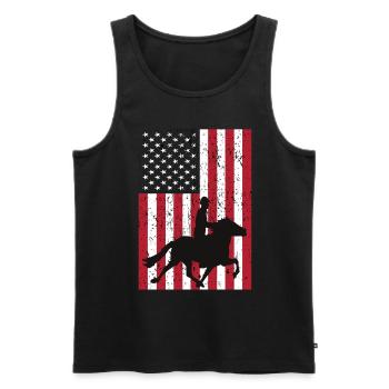 Men's Horseback Riding - Men's Premium Organic Tank Top - black - Front - Michal (187cm)