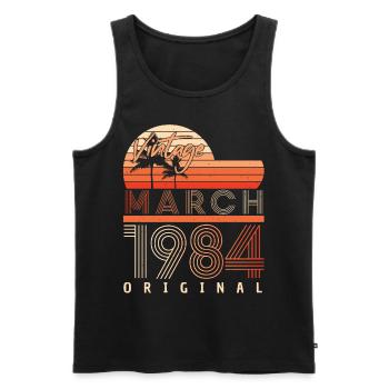 Né en mars 1984 Original Retro - Débardeur bio Premium Homme - noir - Devant - Michal (187cm)