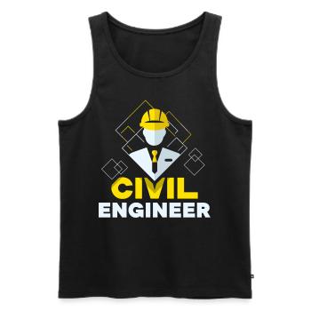 Ingénieur civil Profession étudiante en génie civil - Débardeur bio Premium Homme - noir - Devant - AI Model Male 178 light (178cm)