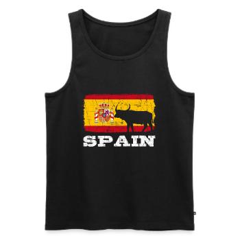 Spain Spanish Travel Spain Flag Fighting Bull - Men's Premium Organic Tank Top - black - Front - AI Model Male 178 light (178cm)