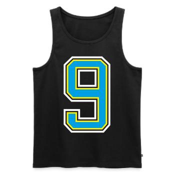 Number 9 Blue design - Men's Premium Organic Tank Top - black - Front - AI Model Male 178 light (178cm)