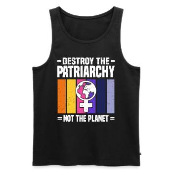 Feminismus Gleichberechtigung Frauenpower Spruch - Männer Premium Bio Tank Top - Schwarz - Vorne - Michal (187cm)