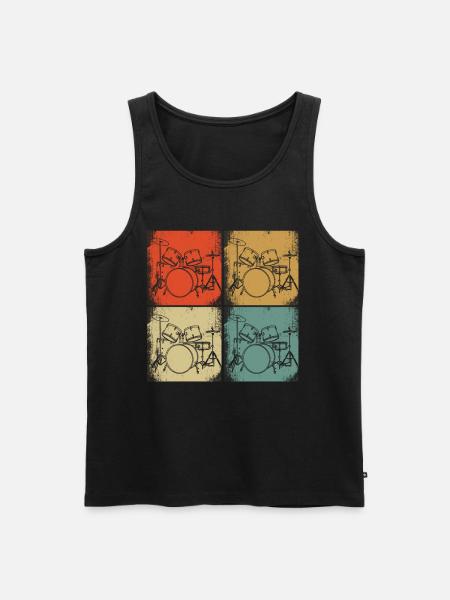 Retro drums design illustration Drummer - Men's Premium Organic Tank Top - black