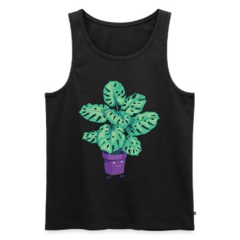 Pflanzen Topfpflanze Monstera Cartoon Zeichnung - Männer Premium Bio Tank Top - Schwarz - Vorne - AI Model Male 178 light (178cm)
