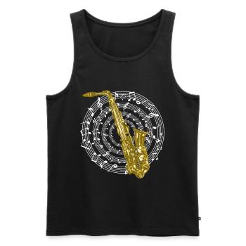 Saxophone Music Design Sheet Music Saxophonist Instrument - Men's Premium Organic Tank Top - black - Front - Michal (187cm)