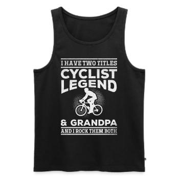 Grand-père Cycliste Legend & Grand-père et moi les berçons - Débardeur bio Premium Homme - noir - Devant - Michal (187cm)