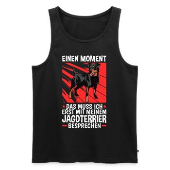 Mit Jagdterrier besprechen Deutscher Jagdterrier - Männer Premium Bio Tank Top - Schwarz - Vorne - AI Model Male 178 light (178cm)