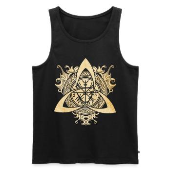 Triquetra Viking Compass Vegvisir Nœud Ornement - Débardeur bio Premium Homme - noir - Devant - AI Model Male 178 light (178cm)