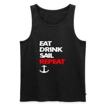 Sail, eat sleep - Sailing slogan sailboat sailing - Men's Premium Organic Tank Top - black - Front - Michal (187cm)