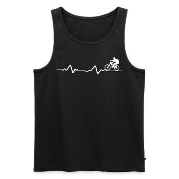 Vélo sur la ligne ECG - Débardeur bio Premium Homme - noir - Devant - AI Model Male 178 light (178cm)