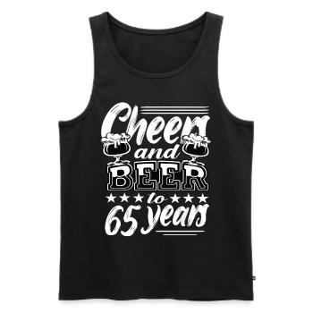 65 birthday - Men's Premium Organic Tank Top - black - Front - AI Model Male 178 light (178cm)