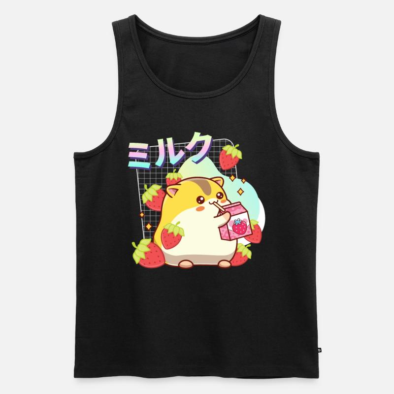 Erdbeeren Milchshake Hamster - Männer Premium Bio Tank Top - Schwarz