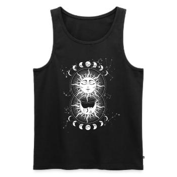 Phases de lune Soleil Lune Symboles spirituellement occultes - Débardeur bio Premium Homme - noir - Devant - AI Model Male 178 light (178cm)