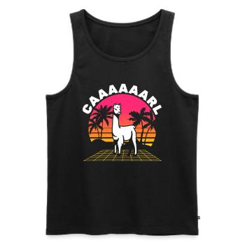 Carl Lama with Hat - Funny Retro Wave Saying - Men's Premium Organic Tank Top - black - Front - AI Model Male 178 light (178cm)