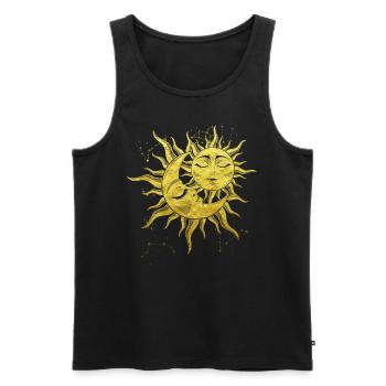 Amour spirituel Soleil et Lune Symbolisme sacré - Débardeur bio Premium Homme - noir - Devant - Michal (187cm)