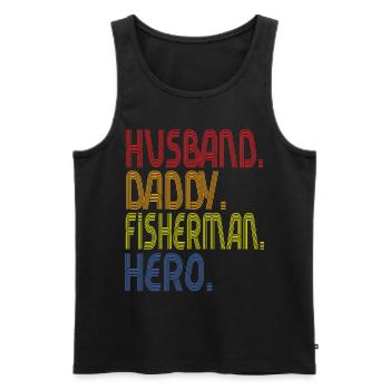 Husband Daddy Fisherman Hero - Männer Premium Bio Tank Top - Schwarz - Vorne - AI Model Male 178 light (178cm)