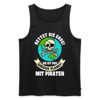 Pirat Piraten - Männer Premium Bio Tank Top - Schwarz - Vorne - Michal (187cm)