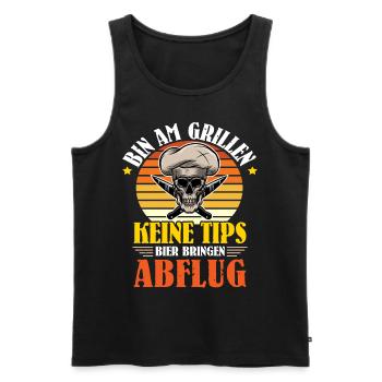 Bin Am Grillen BBQ Bratwurst Steak Grill - Männer Premium Bio Tank Top - Schwarz - Vorne - Michal (187cm)