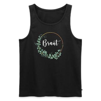 Braut I Blumenkranz Hochzeit Boho Stil Eukalyptus - Männer Premium Bio Tank Top - Schwarz - Vorne - AI Model Male 178 light (178cm)