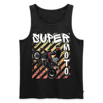 Supermoto / Supermotard / Supermoto Wheelie Biker - Men's Premium Organic Tank Top - black - Front - AI Model Male 178 light (178cm)