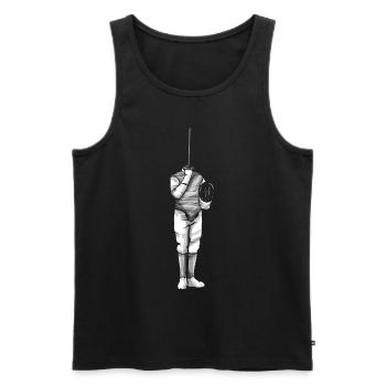Tenue d’un escrimeur en garde Escrime - Débardeur bio Premium Homme - noir - Devant - AI Model Male 178 light (178cm)
