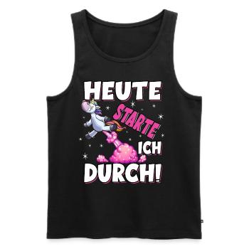 Heute Starte Ich Durch - Pupsen Einhorn - Männer Premium Bio Tank Top - Schwarz - Vorne - AI Model Male 178 light (178cm)
