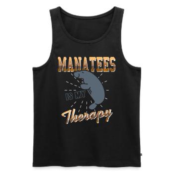 Les lamantins sont ma thérapie - Débardeur bio Premium Homme - noir - Devant - AI Model Male 178 light (178cm)