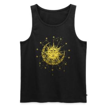 Spiritual Magic Sun Occult Gold Symbol - Men's Premium Organic Tank Top - black - Front - AI Model Male 178 light (178cm)