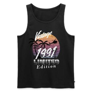 Édition Limitée Vintage 1991 - Débardeur bio Premium Homme - noir - Devant - Michal (187cm)