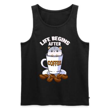 Life Begins After Coffee - Men's Premium Organic Tank Top - black - Front - Michal (187cm)