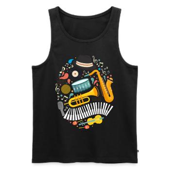 Jazz Tshirt - Männer Premium Bio Tank Top - Schwarz - Vorne - AI Model Male 178 light (178cm)