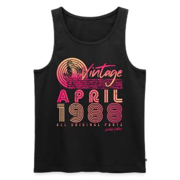 Born April 1988 - Men's Premium Organic Tank Top - black - Front - AI Model Male 178 light (178cm)