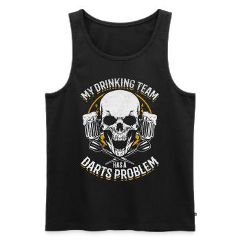 Mein Trinkteam hat ein Dart-Problem Ich spiele - Männer Premium Bio Tank Top - Schwarz - Vorne - Michal (187cm)