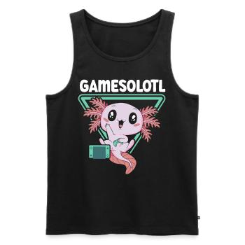 Gamesolotl Video Game Axolotl Water Animal Gamer - Men's Premium Organic Tank Top - black - Front - Michal (187cm)