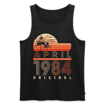 1984 April Original - Men's Premium Organic Tank Top - black - Front - Michal (187cm)