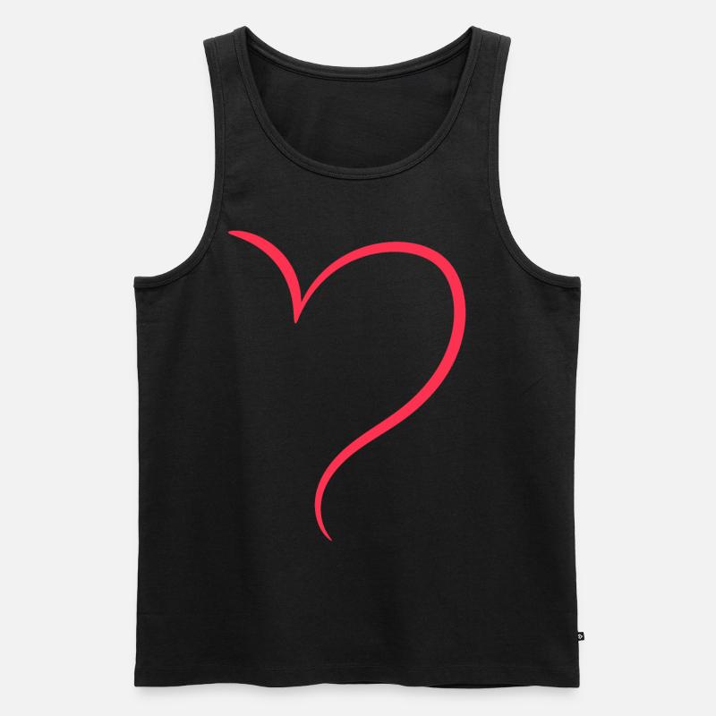 Halbes Rotes Herz Liebe - Männer Premium Bio Tank Top - Schwarz