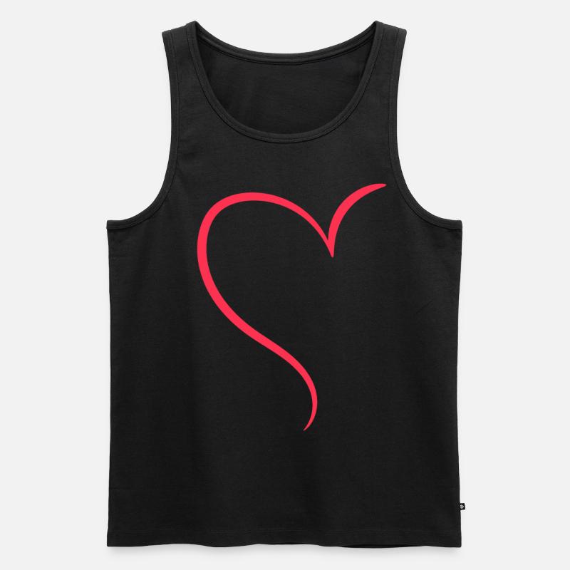 Halbes Rotes Herz Liebe - Männer Premium Bio Tank Top - Schwarz