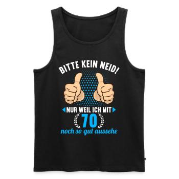 Bitte Kein Neid 70 Jahre alt 70.Geburtstag - Männer Premium Bio Tank Top - Schwarz - Vorne - AI Model Male 178 light (178cm)