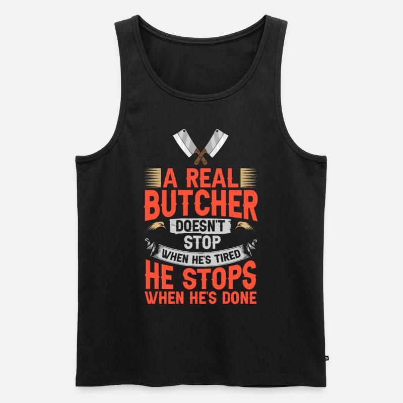 Slakter kjøttskjærer slakter slakterbutikk - Premium økologisk Tanktop for menn - svart