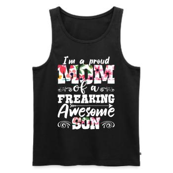I M a Proud Mom Of a Freaking Awesome Son - Männer Premium Bio Tank Top - Schwarz - Vorne - AI Model Male 178 light (178cm)