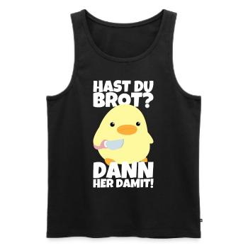 Hast du Brot? Ente mit Messer Meme Lustiger Spruch - Männer Premium Bio Tank Top - Schwarz - Vorne - Michal (187cm)