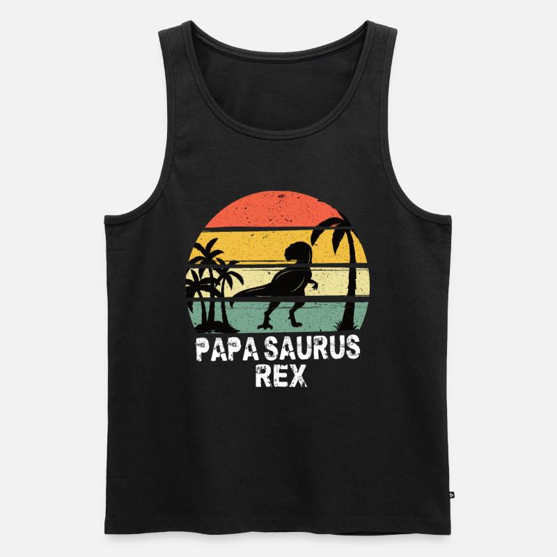 Papa Saurus Rex - Débardeur bio Premium Homme - noir