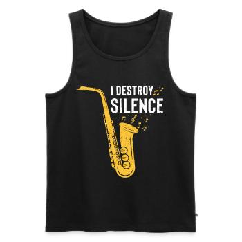Jazz Cadeau Saxophone Instrument de Musique Musique à Vent - Débardeur bio Premium Homme - noir - Devant - AI Model Male 178 light (178cm)