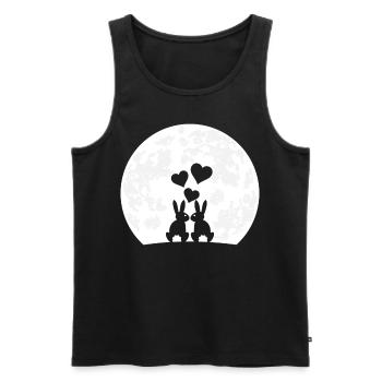 Heart Rabbit Rabbit Ladies Moon Love Rabbit Motif - Men's Premium Organic Tank Top - black - Front - AI Model Male 178 light (178cm)