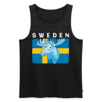 Sweden flag white moose - Men's Premium Organic Tank Top - black - Front - Michal (187cm)
