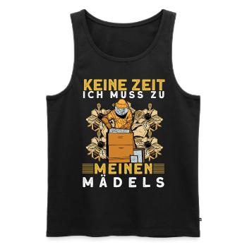 Keine Zeit ich muss zu meinen Mädels - Männer Premium Bio Tank Top - Schwarz - Vorne - Michal (187cm)