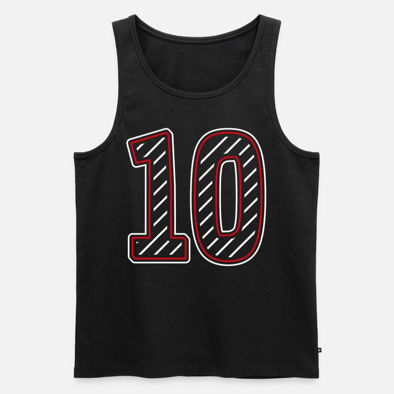 Zahl Nummer 10 Gestreift - Männer Premium Bio Tank Top - Schwarz